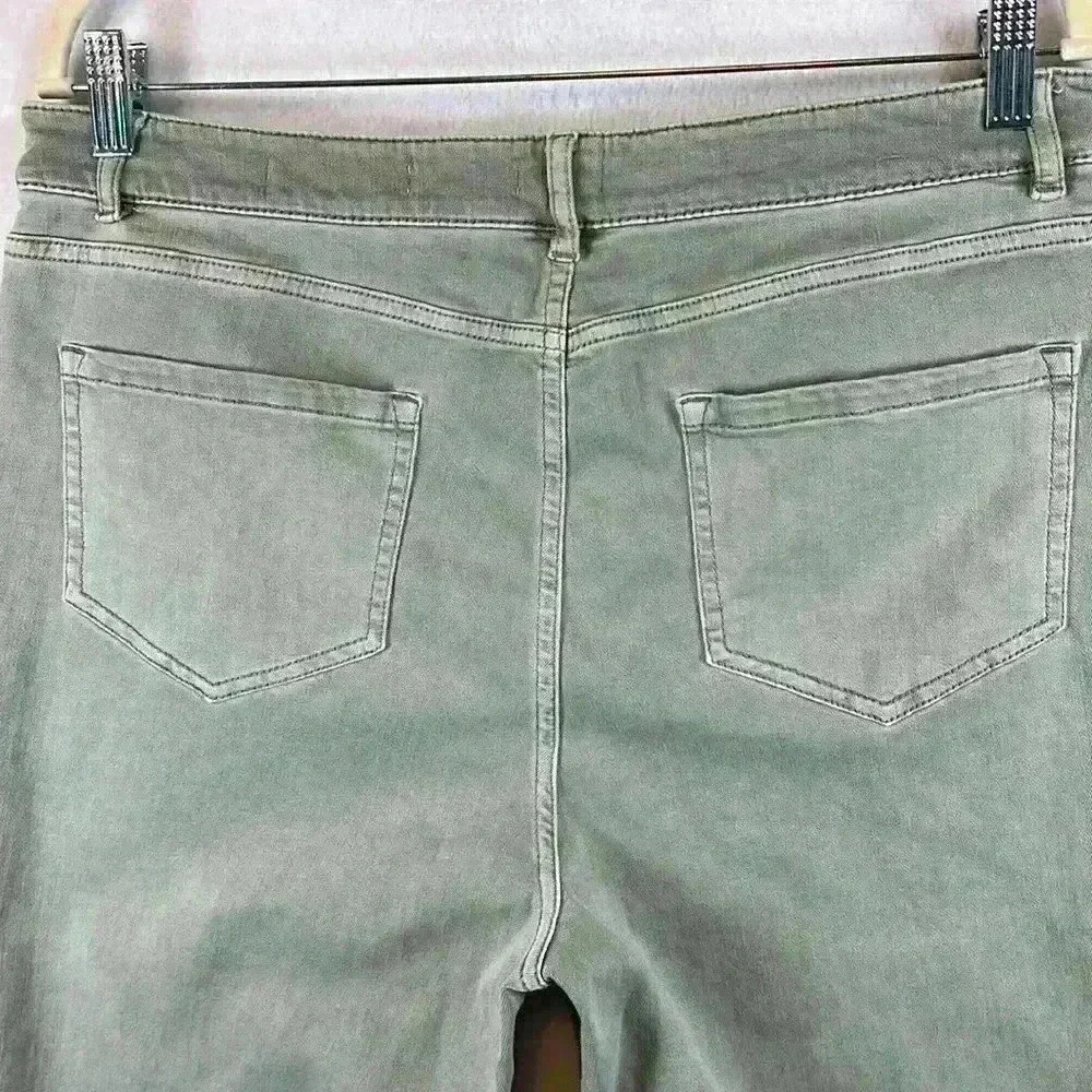 J. Jill Jeans Green Women’s Size 14 Tall High-Rise Straight-Leg Cuffed Jeans - Picture 3 of 9